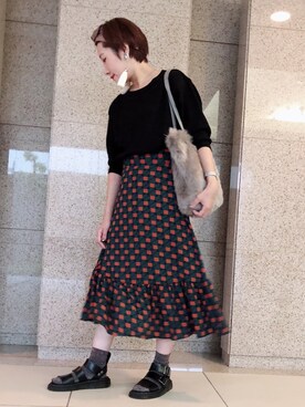 「Daniel Wellington（ダニエルウェリントン）の販売終了クラシックペティット アッシュフィールド32mm（アナログ腕時計）」を使った、asaminさん（レディース・153cm）の秋コーディネート