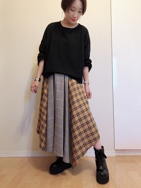 「Daniel Wellington（ダニエルウェリントン）の販売終了クラシックペティット アッシュフィールド32mm（アナログ腕時計）」を使った、asaminさん（レディース・153cm）の秋コーディネート