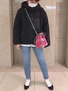 「coca（coca）（コカ）のアイテム（ブルゾン）」を使った、asaminさん（レディース・153cm）の冬コーディネート