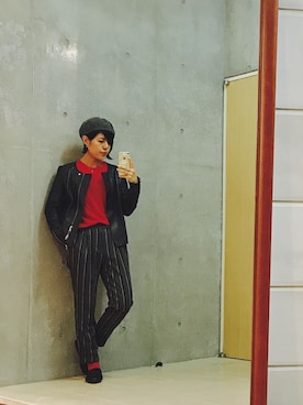 「RIVE DROITE（リヴドロワ）のアイテム（スラックス）」を使った、s.a.k.iさん（レディース・159cm）の秋コーディネート