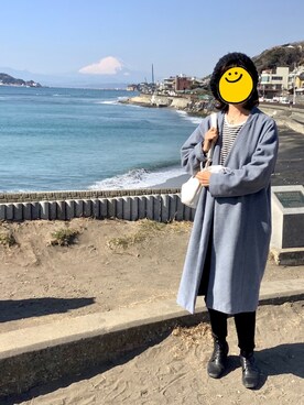 「アイテム（ノーカラーコート）」を使った、minokoku703さん（レディース・163cm・40代）の冬コーディネート