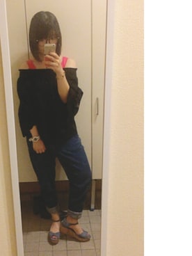 「アイテム（サンダル、ブルー系）」を使った、maiko⑅◡̈⑅さん（レディース・152cm）の夏コーディネート