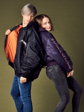 「vetements」｜「アイテム（MA-1）」を使った、MLSさん（メンズ・185cm）の冬コーディネート
