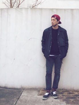 「RAGEBLUE（レイジブルー）のアイテム（キャップ）」を使った、YO〜HEIさん（メンズ・178cm）の春コーディネート