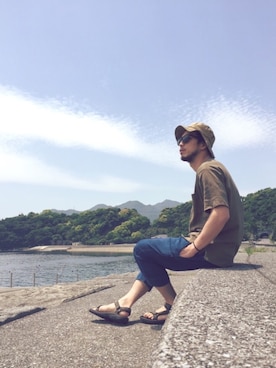 「アイテム（サンダル）」を使った、YO〜HEIさん（メンズ・178cm・30代）の春コーディネート