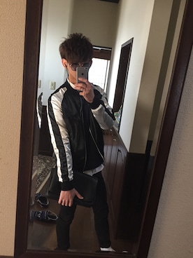 「semantic design（セマンティックデザイン）のアイテム（スタジャン）」を使った、のび太君さん（メンズ・175cm）の春コーディネート
