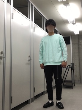 「AAA+（サンエープラス）のアイテム（モカシン/デッキシューズ）」を使った、おまめさん（メンズ・170cm）の春コーディネート