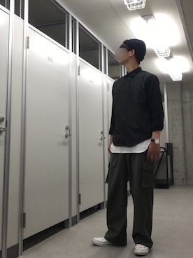 「ダニエルウェリントン」｜「アイテム（ニットキャップ/ビーニー）」を使った、おまめさん（メンズ・170cm）の春コーディネート