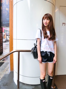 「adidas originals」｜「アイテム（レインシューズ）」を使った、Hanaさん（レディース・160cm）の夏コーディネート