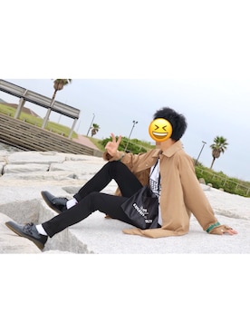 「秋のブラウンスタイル」｜「アイテム（ステンカラーコート）」を使った、🐧ペン佑🐧さん（メンズ・177cm）の秋コーディネート