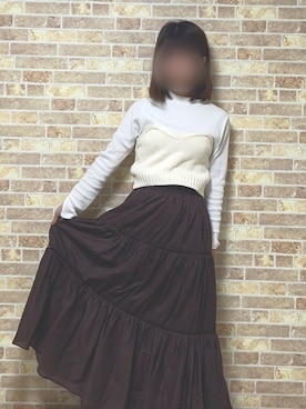「COHINA（コヒナ）のアイテム（スカート、ブラウン系）」を使った、ゆんぴょんᗰ̤̮ さん（レディース・145cm）の春コーディネート