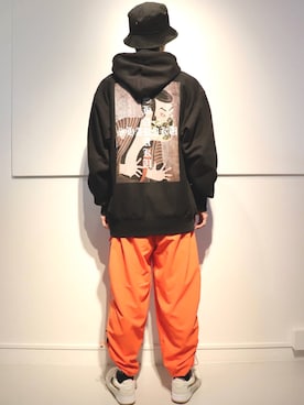 「LONELY/論理（ロンリー）のアイテム（帽子）」を使った、アカマツチアリさん（メンズ・178cm）の冬コーディネート
