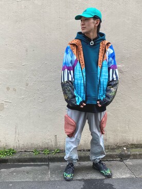 「MAGIC STICK（マジックスティック）のアイテム（パンツ）」を使った、アカマツチアリさん（メンズ・178cm）の冬コーディネート