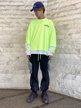 「MAGIC STICK（マジックスティック）のアイテム（パンツ）」を使った、アカマツチアリさん（メンズ・178cm）の夏コーディネート