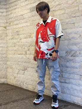 「CLUB PARK（クラブパーク）のアイテム」を使った、アカマツチアリさん（メンズ・178cm）の夏コーディネート