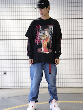 「CLUB PARK（クラブパーク）のアイテム」を使った、アカマツチアリさん（メンズ・178cm）の夏コーディネート