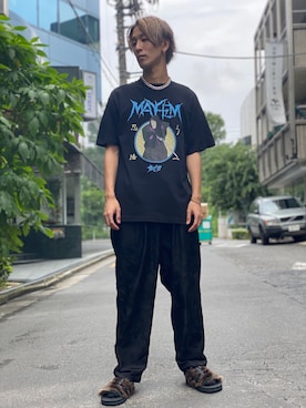 「CLUB PARK（クラブパーク）のアイテム」を使った、アカマツチアリさん（メンズ・178cm）の夏コーディネート