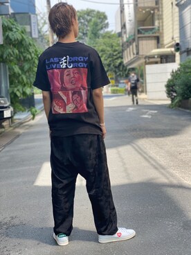 「LONELY/論理（ロンリー）のアイテム（トップス）」を使った、アカマツチアリさん（メンズ・178cm）の夏コーディネート
