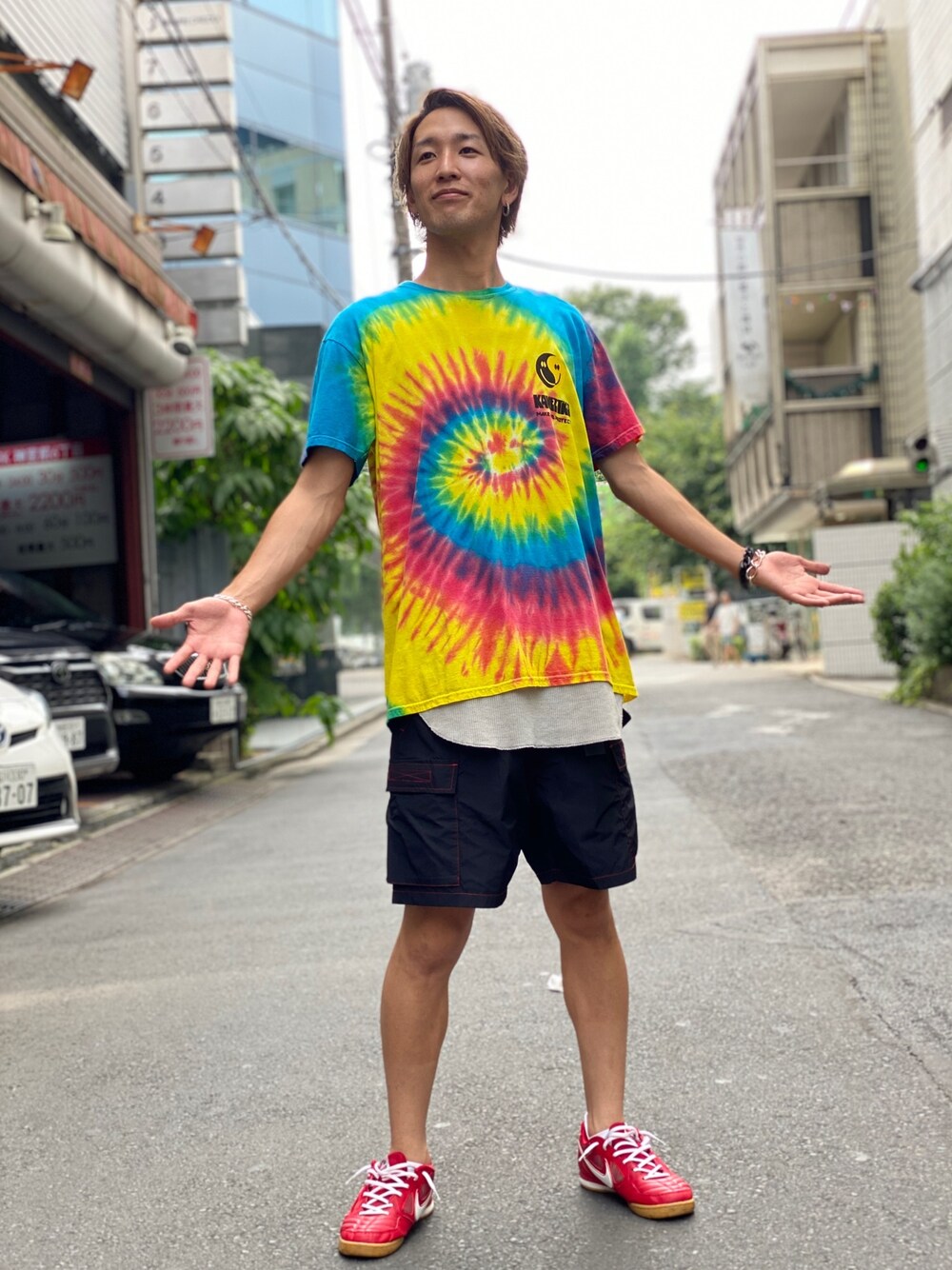 レインボー様②C6264 AmericanaスリットTシャツコーデ レインボー様②C6264 AmericanaスリットTシャツコーデ リメイク