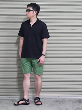 「無地党」｜「アイテム（アクセサリー）」を使った、ZA@ROさん（メンズ・168cm）の夏コーディネート