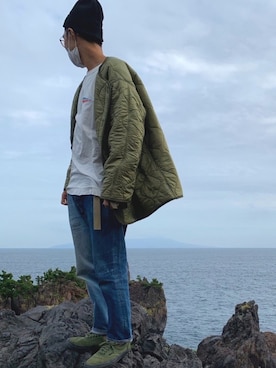 「海」｜「アイテム（モッズコート）」を使った、Hahaha2021さん（メンズ・177cm）の秋コーディネート