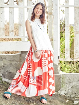 「アイテム（ブレスレット）」を使った、チャイハネSTAFF  amiさん（レディース・164cm）の夏コーディネート