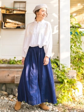 「チャイハネ（チャイハネ）のアイテム（ハンチング/ベレー帽）」を使った、チャイハネSTAFF  amiさん（レディース・164cm）の春コーディネート