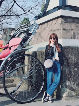 「miu miu（ミュウミュウ）のアイテム（スニーカー）」を使った、YUUKIさん（レディース・152cm）の春コーディネート