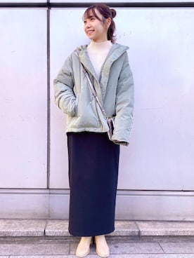 「スクエアトゥ」｜「アイテム（ダウンジャケット/コート）」を使った、aさん（レディース・155cm）の冬コーディネート