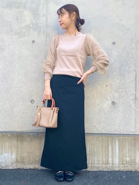 「RODE SKO（ロデスコ）のJUANITA ポケットプチ2WAYトート（トートバッグ）」を使った、aさん（レディース・155cm）の冬コーディネート