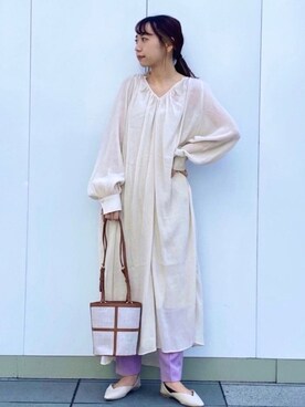 「春めきシューズ」｜「アイテム（ワンピース/ドレス）」を使った、aさん（レディース・155cm）の冬コーディネート