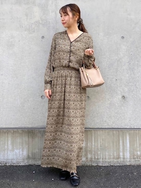 「春めきシューズ」｜「アイテム（ワンピース/ドレス）」を使った、aさん（レディース・155cm）の春コーディネート