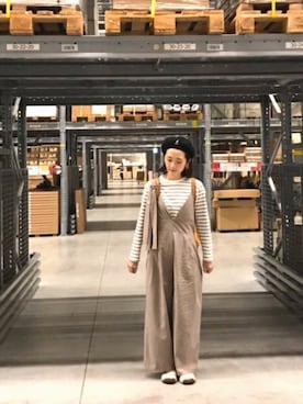 「シンプルおしゃれが好き」｜「アイテム（ハンチング/ベレー帽）」を使った、u　*さん（レディース・159cm）の秋コーディネート