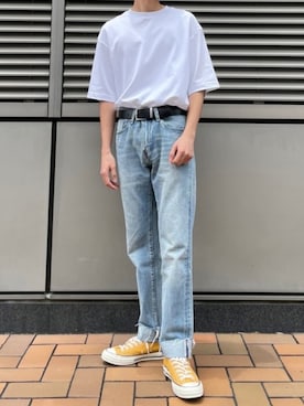 「Levi's（リーバイス）のアイテム（デニムパンツ、ブルー系）」を使った、snobさん（メンズ・172cm）の夏コーディネート