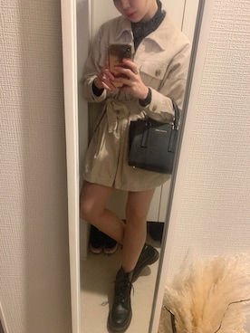 「Chico（チコ）のコーデュロイビッグシャツ（その他アウター、ベージュ系）」を使った、nakoさん（レディース・158cm）の夏コーディネート