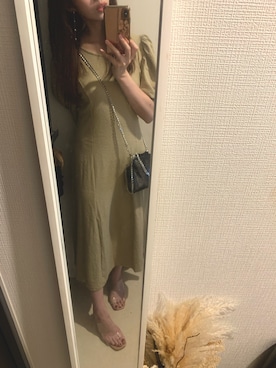 「archives（アルシーヴ）のアイテム（ワンピース、グリーン系）」を使った、nakoさん（レディース・158cm）の夏コーディネート