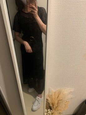 「GRL（グレイル）のアイテム（ワンピース/ドレス、ブラック系）」を使った、nakoさん（レディース・158cm）の夏コーディネート