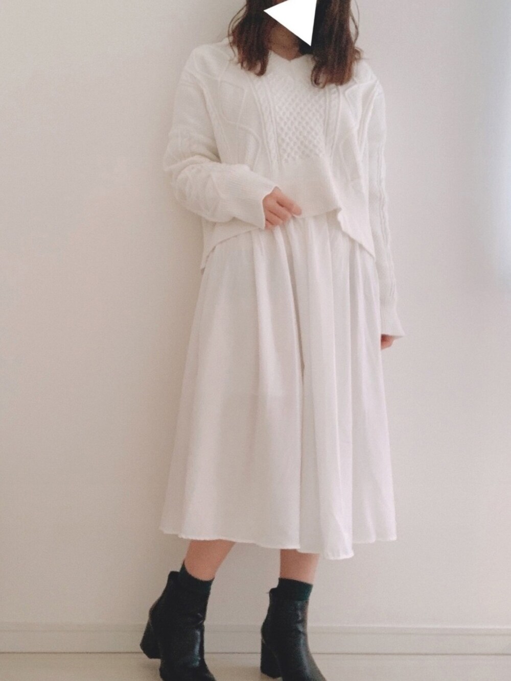 「セットアップ、ワンピース、mesty、韓国」｜「Bershkaのアイテム（ブーツ、ブラック系）」を使った、ゆきちさん（レディース・153cm）の冬コーディネートの1枚目の写真