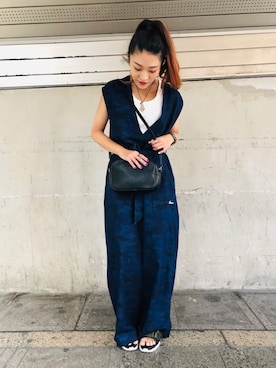 「アイテム（つなぎ/オールインワン、その他）」を使った、SAKIさん（レディース・153cm）の夏コーディネート