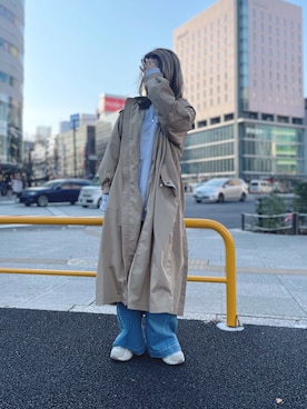 「AVIREX（アヴィレックス）のアイテム（トレンチコート）」を使った、SAKIさん（レディース・152cm）の冬コーディネート