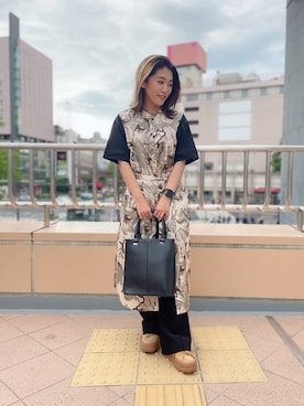 「AVIREX（アヴィレックス）のアイテム（シャツワンピース）」を使った、SAKIさん（レディース・152cm）の春コーディネート