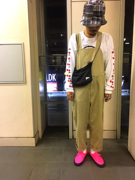 「my beautiful landlet（マイビューティフルランドレット）のアイテム（サロペット/オーバーオール）」を使った、kenkenkenさん（メンズ・175cm）の秋コーディネート