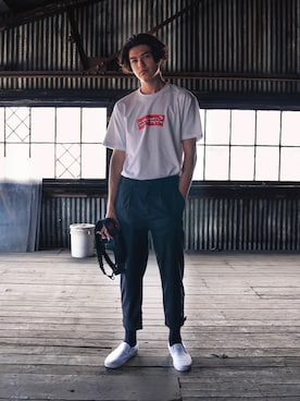 「I Love Ugly（アイラブアグリー）のアイテム（パンツ）」を使った、huntsdennisさん（メンズ・190cm）の夏コーディネート