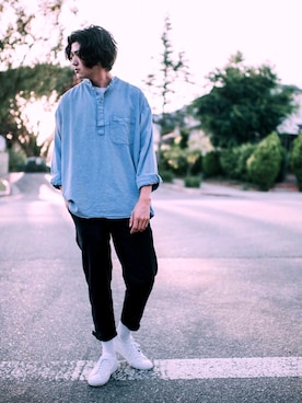 「I Love Ugly（アイラブアグリー）のアイテム（パンツ）」を使った、huntsdennisさん（メンズ・190cm）の夏コーディネート