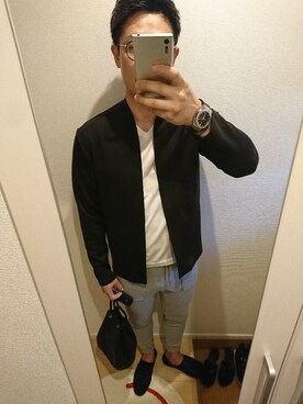 「ikka（イッカ）のアイテム（シューズ、ブラック系）」を使った、MEGUMIさん（メンズ・174cm）の春コーディネート