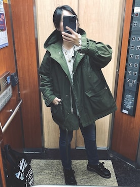 「CLANE（クラネ）のアイテム（モッズコート）」を使った、Kimberlyさん（レディース・159cm）の冬コーディネート