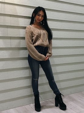 「スキニー」｜「アイテム（ブーティ）」を使った、babyShoop渋谷店さん（レディース・160cm）の秋コーディネート