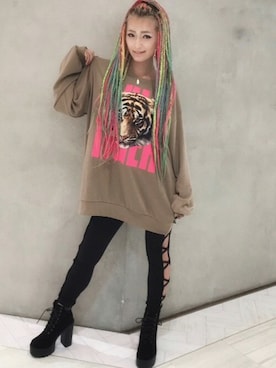 「ブラウンコーデ」｜「アイテム（レギンス/スパッツ）」を使った、babyShoop渋谷店さん（レディース・160cm）の秋コーディネート