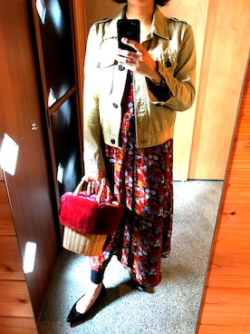 「& chouette（アンドシュエット）のアイテム（かごバッグ）」を使った、sayakaさん（レディース・156cm）の春コーディネート