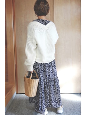 「& chouette（アンドシュエット）のアイテム（かごバッグ）」を使った、sayakaさん（レディース・156cm）の春コーディネート
